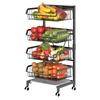 4-Tier Kitchen Carts On Wheels Adjustable Metal Large Capacity Fruit Vegetable Storage Basket