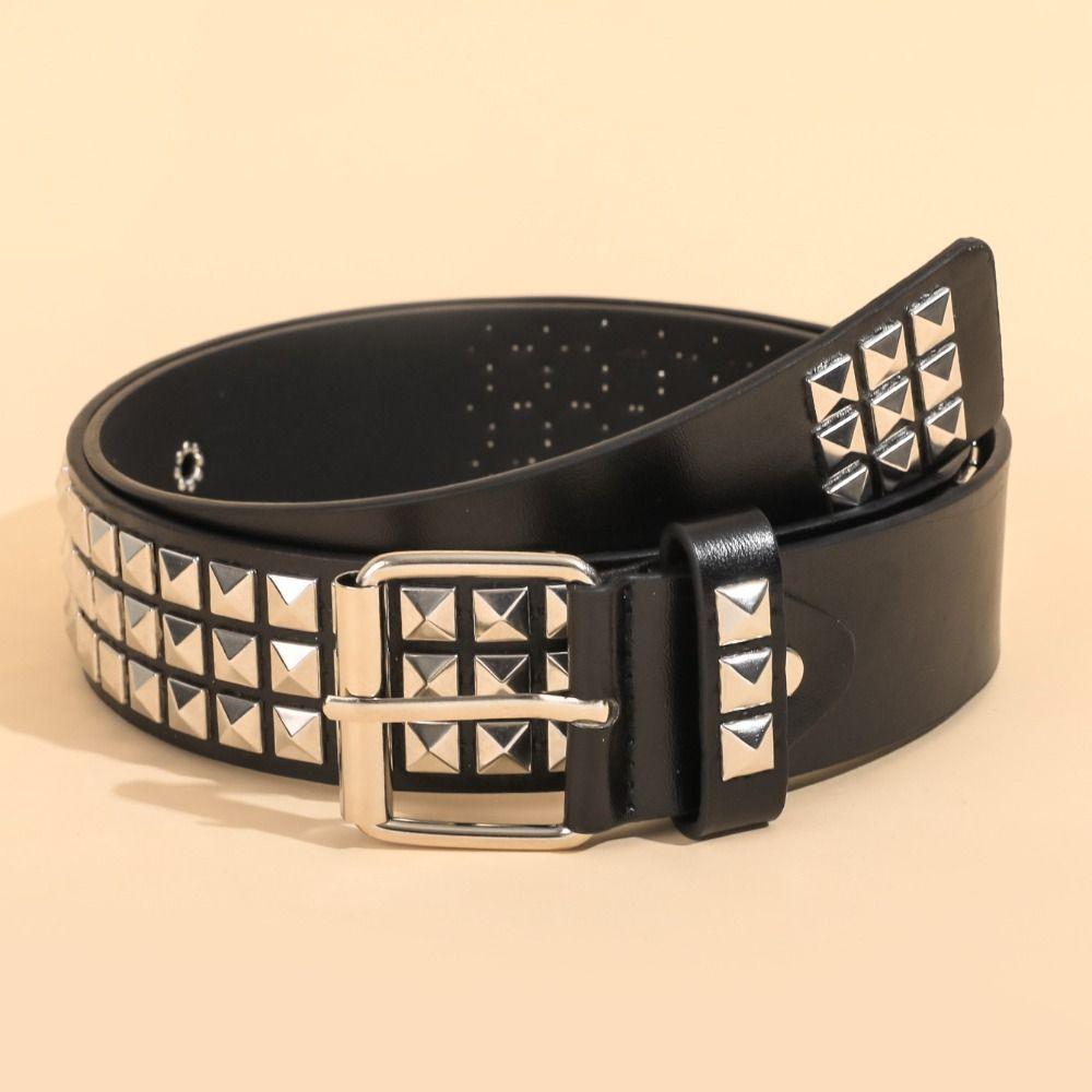 Wide Belt Y2K Leather Belt Vintage Punk Waistband Cool Rivet Waist Belt  Daily