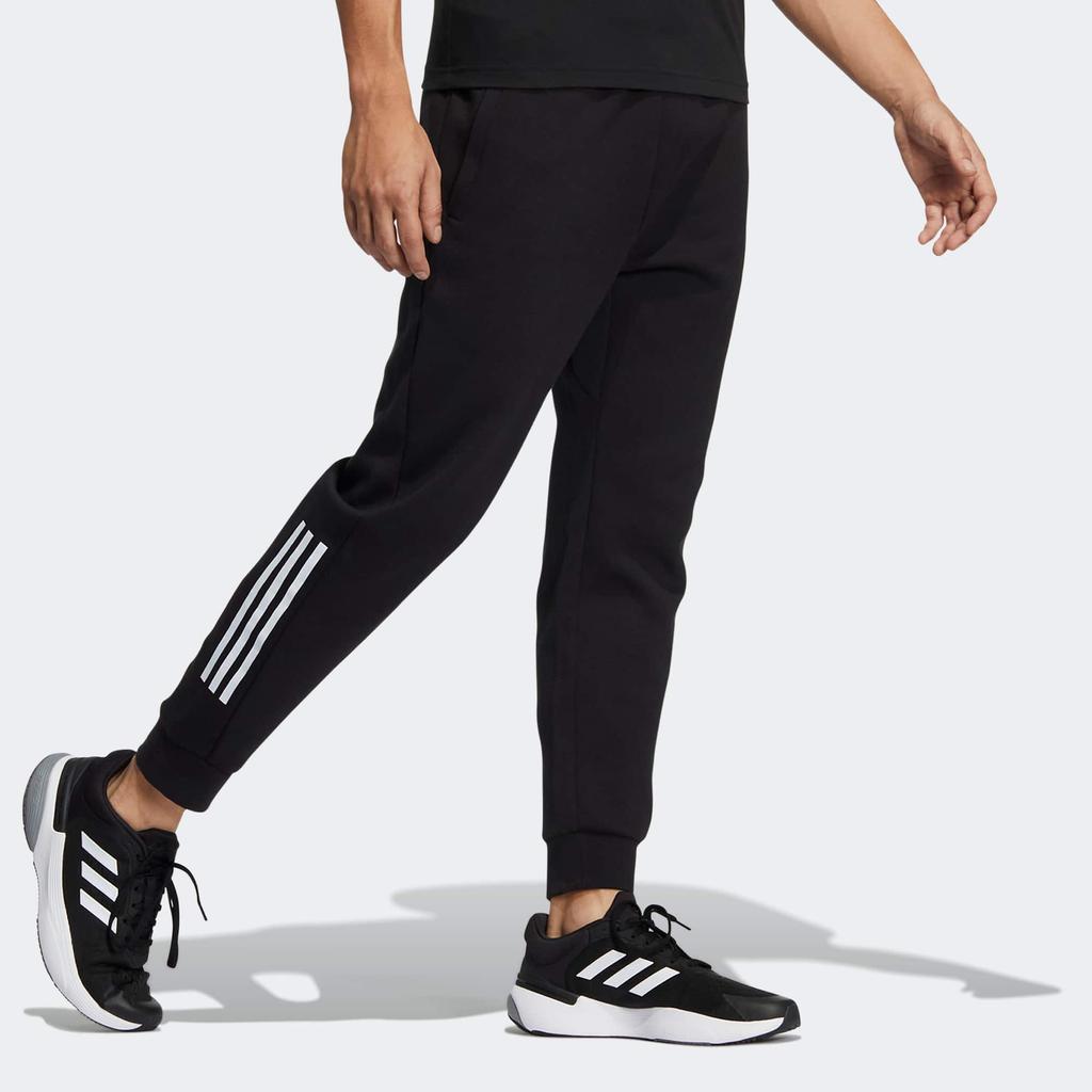 Adidas Mh Slim Tapered Sweatpants With Contrast 3-Stripes Print Men Bottoms Black HN8990