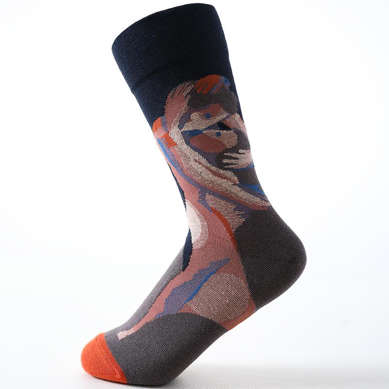 Хлопок гребенной пряжи новый ретро маяк японские носки приливные мужские и женские вышитые носки средней длины