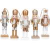 Gadpiparty Set of Wooden Christmas Cavalry Nutcracker Traditional Tree Soldier Pendants for Christmas Trees 5-Piece 13.5cm Figurines, Ornaments,