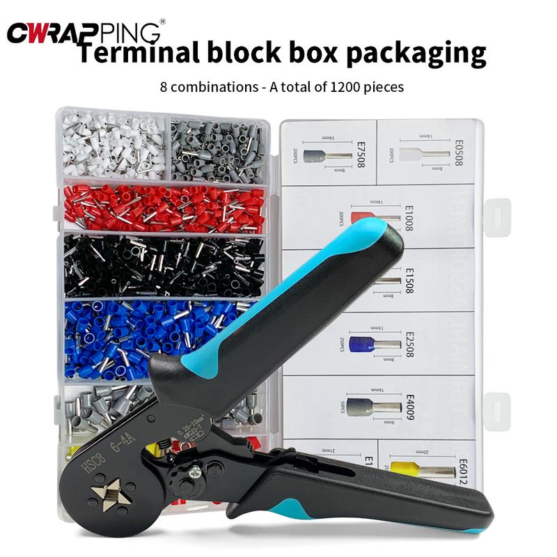 6-4A Wire Crimping Pliers Set 1200PCS ulation Terminals Electrical Tube Crimping Plier Jaws Kit Multi-functional Clamp Tools