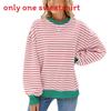 Striped Pattern Long Sleeve Sweatshirt With Colorblock Design For Women Fall