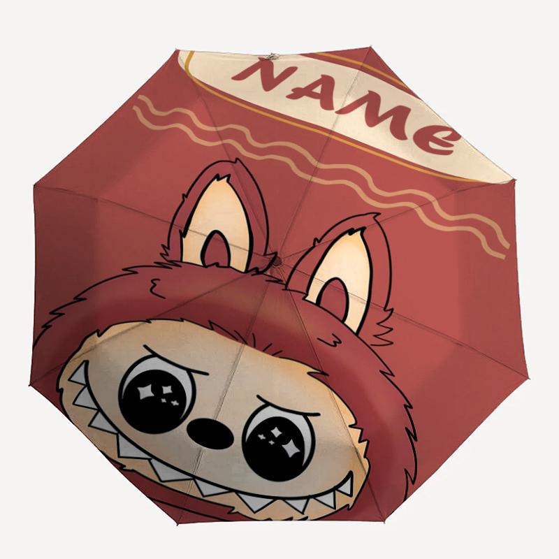 Personalized Name L-Labubu Print Umbrella - Automatic Open/Close, Eight-Rib Durable Frame, Automatic Folding Umbrella