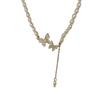 Retro light luxury butterfly pearl necklace women's pendant niche design high sense temperament collarbone neck chain choker