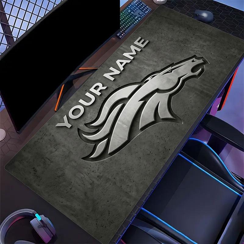 Custom Name,Denver Broncos Mouse Pad, Large Gaming Desk Mat, Non-slip XXL Mousepad for Laptop & Tablet, Mini PC Playmat with Stitched Edges
