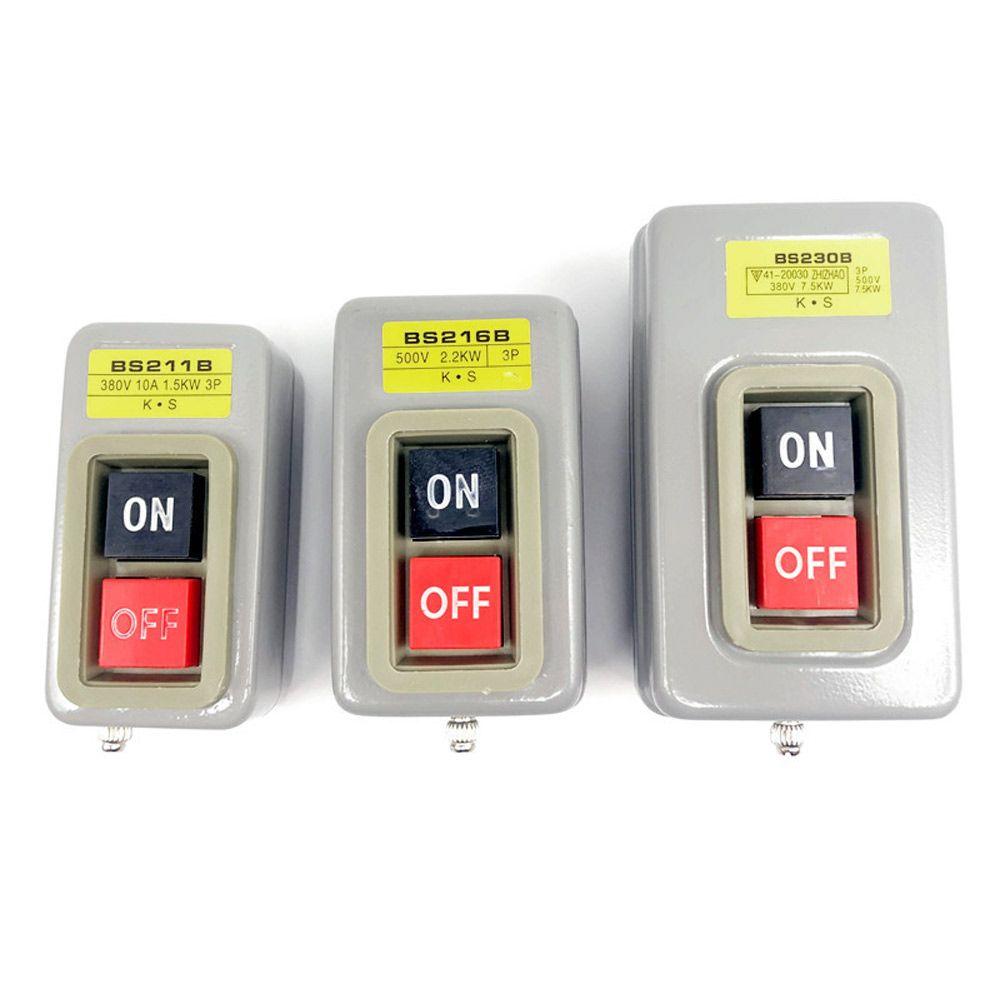 1.5/2.2/3.7/7.5KW 250/380V Metal Button Switch Start Button Switch Control Box Power BS-211/216/230