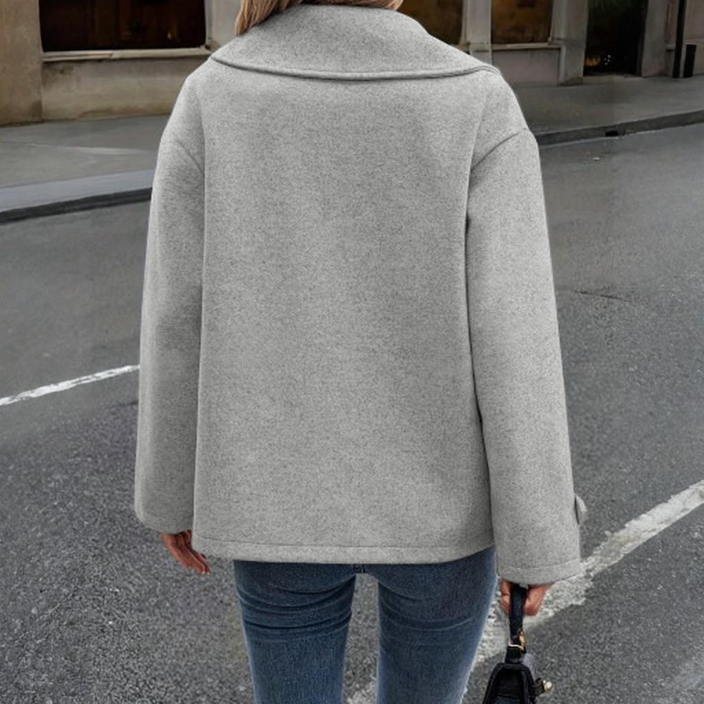 Женская повседневная шерстяная куртка в стиле стритвир с пиджачным воротником