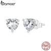 925 Sterling Silver Sparkling Heart Zircon Stud Earrings Simple Little Love Earrings for Women Fine Jewelry