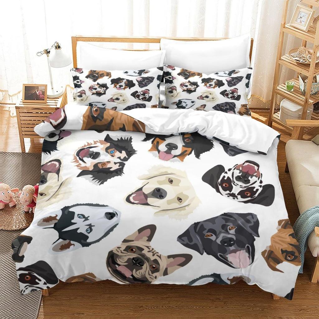 Комплект постельных принадлежностей из трех предметов с 3D-цифровой печатью в виде щенка
