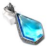 Natural Swiss Blue Topaz Gemstone 925 Sterling Silver Gift Pendant 2.25" L5M99