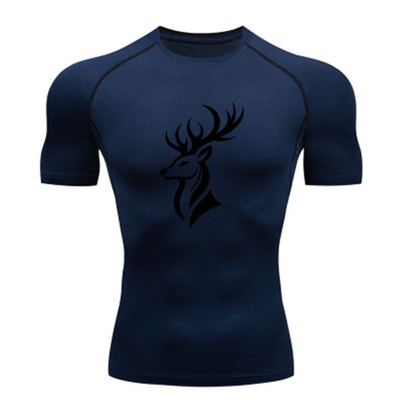Men's Compression Athletic T-Shirt, Stylish Tribal Deer Head