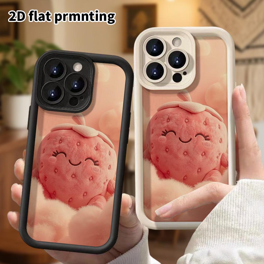 Phone case: 2D flat design suitable for iPhone 18 17 16 15 14 13 Pro protective case, strawberry doll, perfect Christmas and Halloween holiday gift