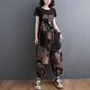 Women Printed Denim Dungarees Jumpsuit Baggy Jeans Trousers Pants Overalls Casual Loose Vintage Plus Size