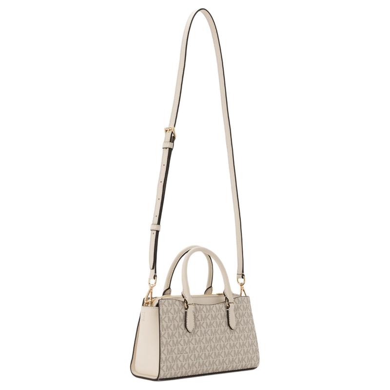 Michael Kors ARDEN ARDEN логотип принт шарм холст с покрытием сумка через плечо сумка ручная маленькая женская светло-кремовый