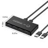 USB 3.0 Switch Selector with 2 Cables USB Switcher One Button Switch Adapter for PC Laptop Keyboard Mouse Printer Scanner