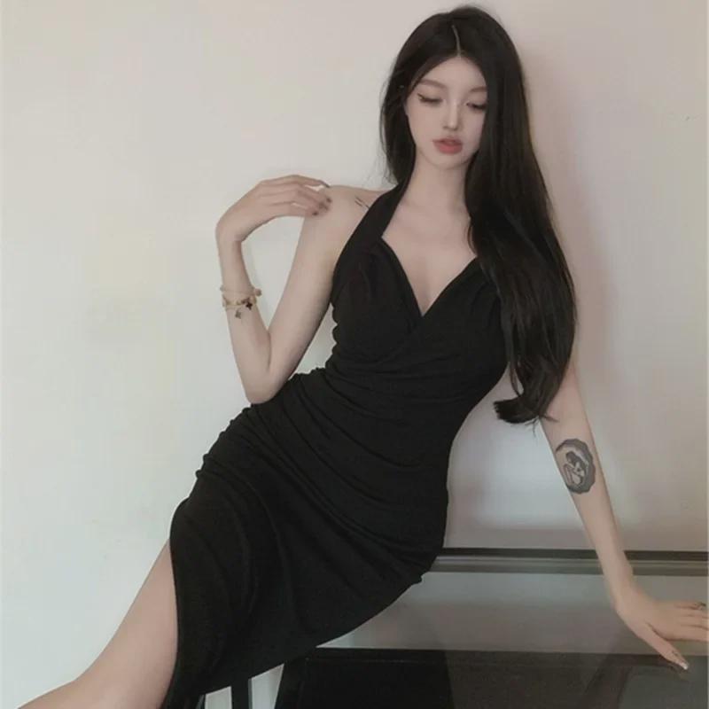 2024 French Halter Neck Sexy Summer Dress – Hip-Length, Unique Niche Design