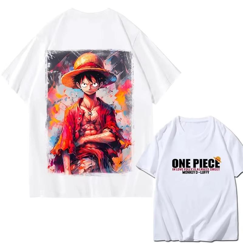 2026 ONE PIECE Luffy Gear 5 Printed Shortsleeved pure Cotton Unisexs Tshirt Summer Cotton Unisex Clothing Y2k Top Tee New