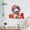 Festive Atmosphere Decoration Elements Cartoon Hippo Christmas Wall Decal, Cute Sticker with Colorful Lights & Creative Gift for Kids Xmas Balls,