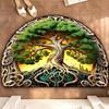 Life Tree Flower Semi-circular Floor Mat, Household Entrance Door Mat, Wear-resistant and Dirt Resistant Foot Mat Doormat Carpet