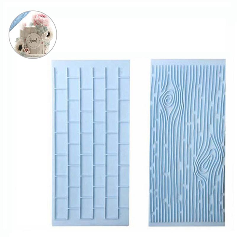 2Pcs/Set Tree Bark Brick Wall Bakeware Kitchen Cake Decorating Fondant Mold