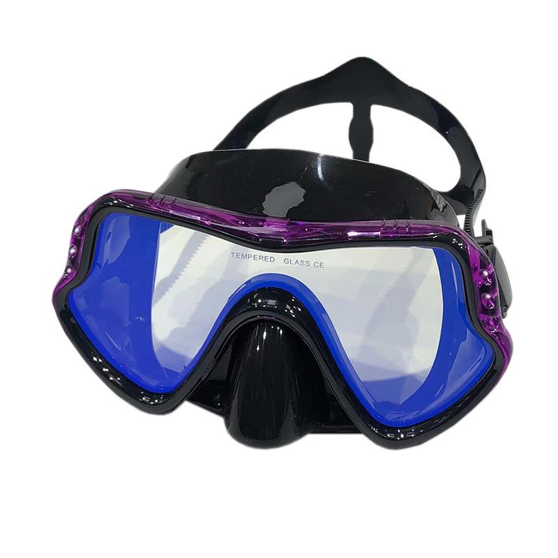 Маска для дайвинга с большой оправой из силикона и закаленным стеклом для взрослых