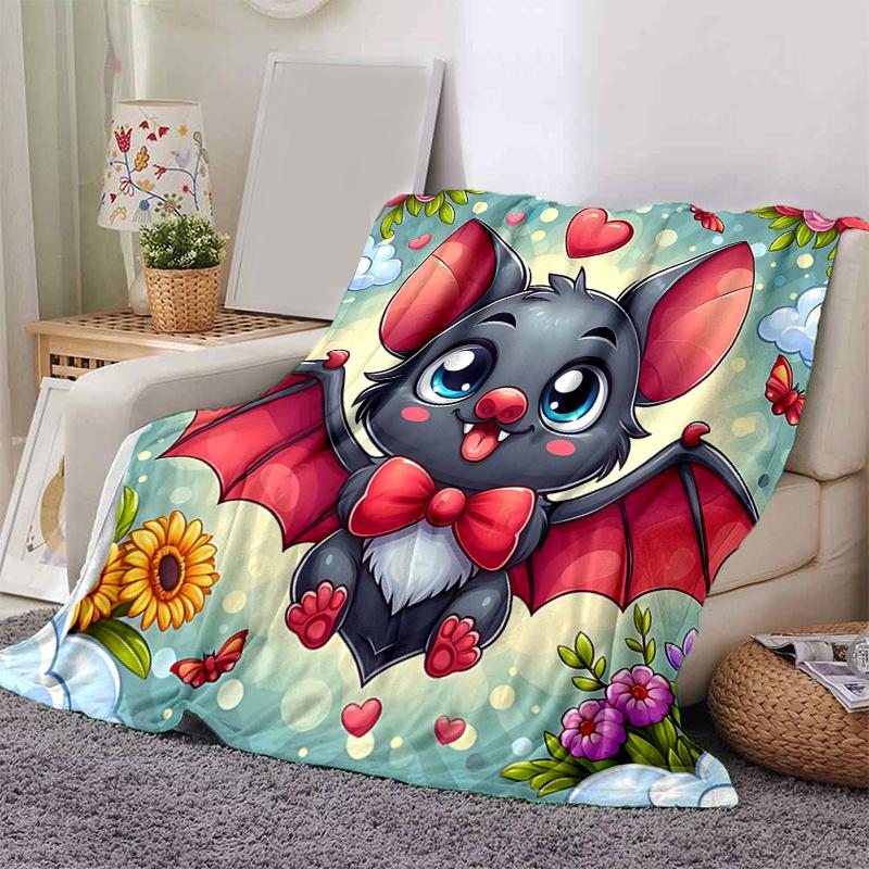 1pc Bat's Ideas Cartoon Blanket Soft Throw for Home Decor, Gift Idea, Living Room, Travel, Camping, Car Blankets