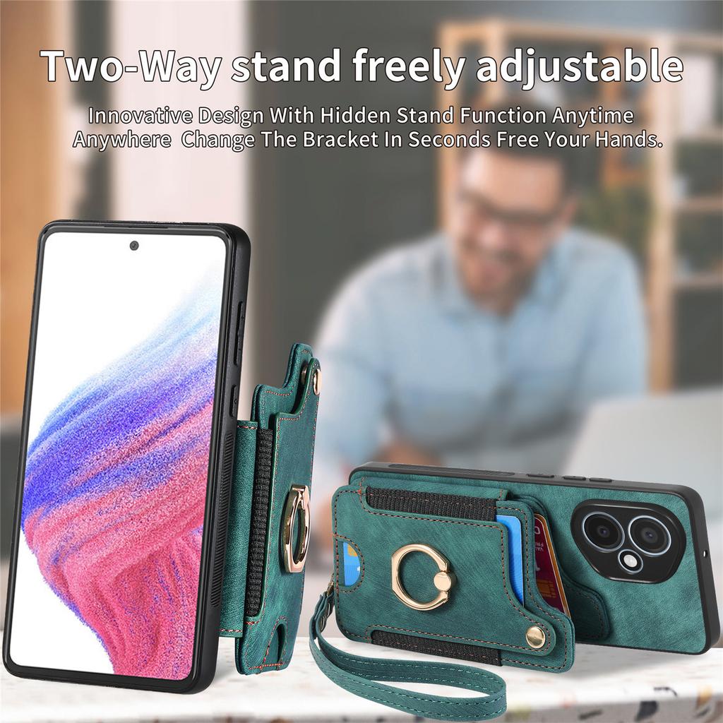 For Honor 400 5G (Глобальный) Ретро задняя крышка из искусственной кожи с держателем для карт с RFID-блокировкой