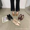 2025 Spring and Autumn New French Small Square Head Retro Mary Jane Shoes Women's T-buckle with Thick Heel Medium Heel Small Leather