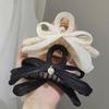 French Pearl Bow Pleated Hair Clips Women Korean Elegant Shark Clip Hair Accessories