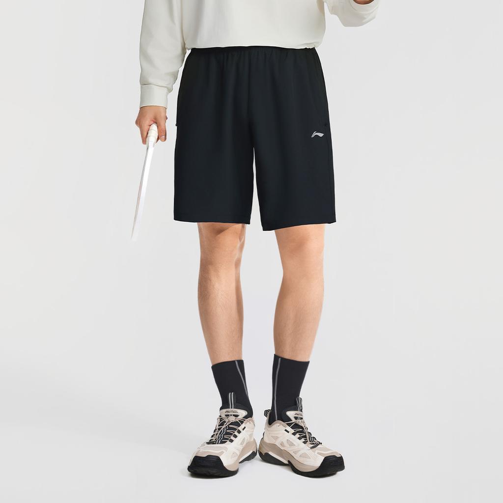 Li Ning Серия Фитнес Повседневные Минималистичные Однотонные Спортивные Шорты Мужские Шорты Черные AKSV525-6
