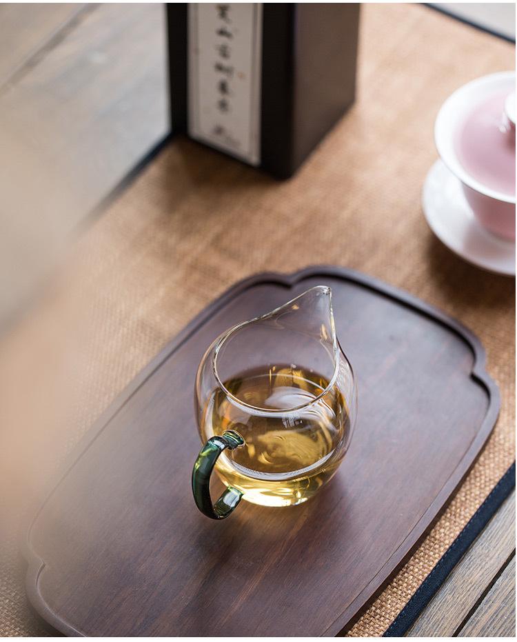 Японская утолщенная прозрачная чашка Гун Дао: Стеклянный кувшин для подачи с боковой ручкой для чая кунг-фу