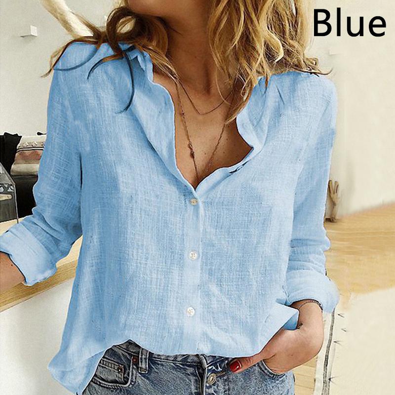 Модные рубашки с длинным рукавом, льняная женская одежда, блузки, однотонные свободные топы