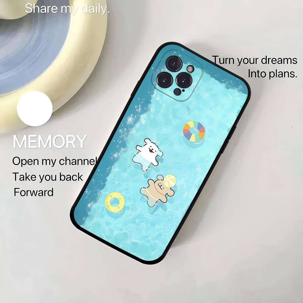 Корея Линия Щенячий Мальтийский Пудель Чехол для Телефона Для IPhone 17 16 15 14 13 12 11 Pro Max Mini Air Черный Ударопрочный Мягкий Чехол Fundas