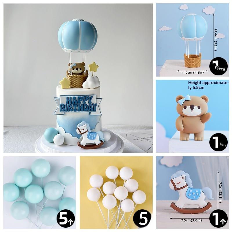Blue Pink Hot Air Balloon Cake Topper Gender Reveal Party Cake Decoration Kids Boy Girls Birthday Party Supplies Baby Shower