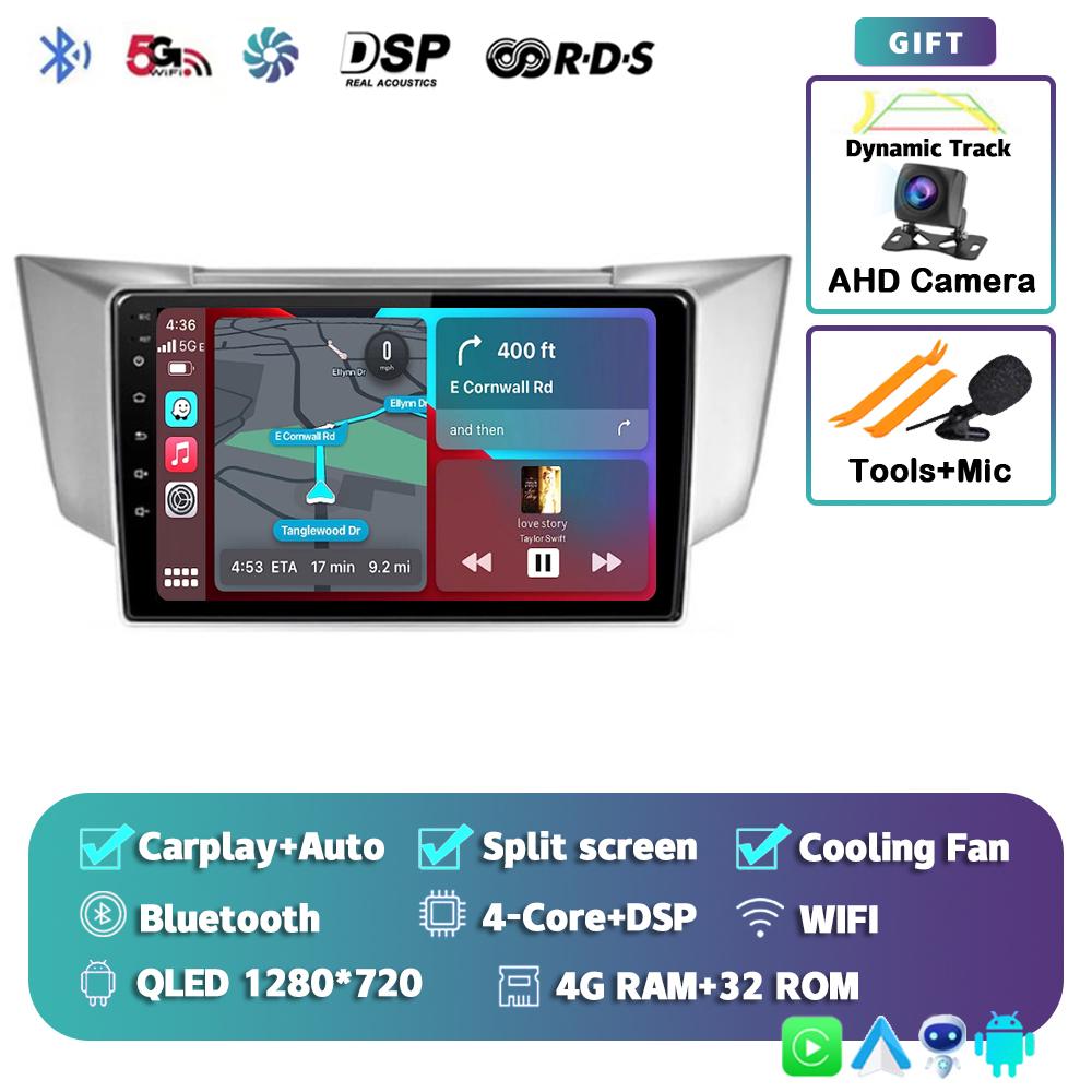 Android 14 Carplay Auto Car Radio For Lexus RX300 RX330 RX350 RX400H 2003-2014 Multimedia Video Player GPS Navigation Stereo DSP
