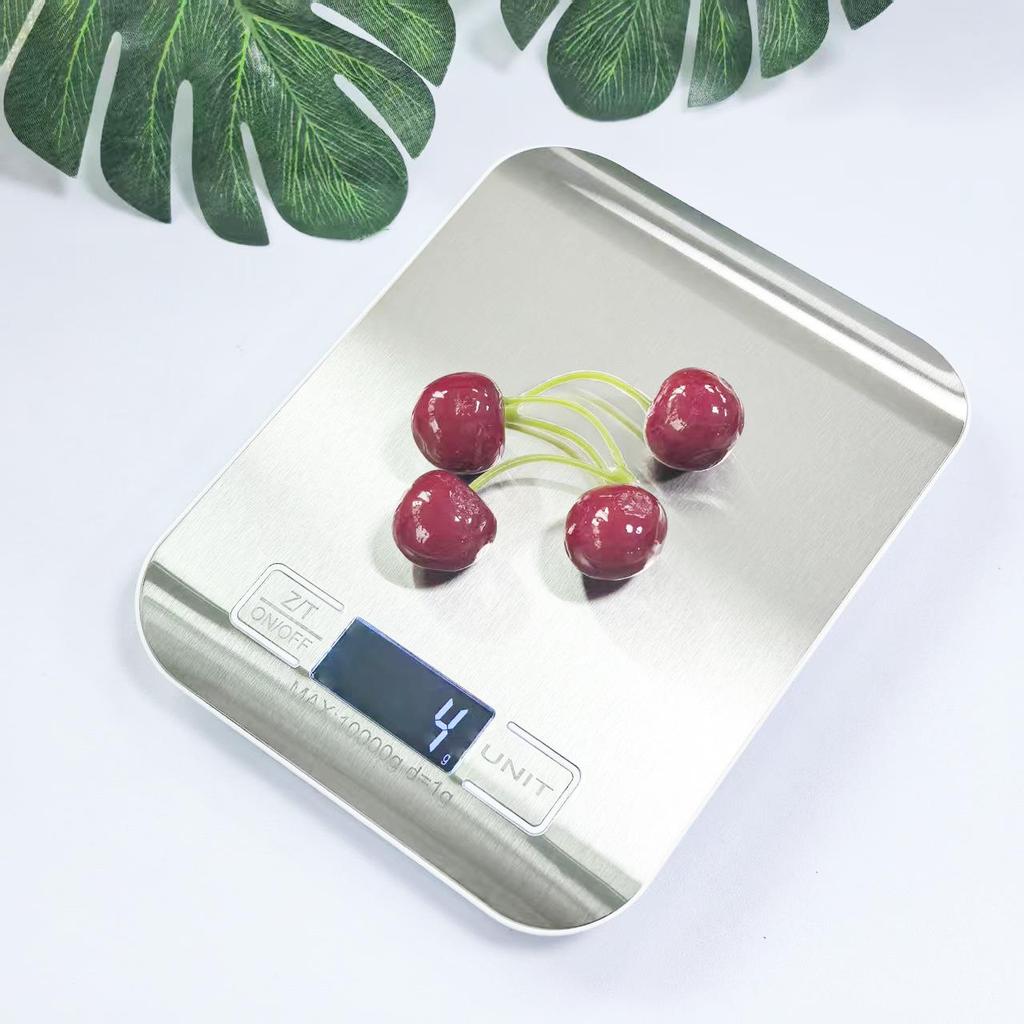 Stainless Steel Electronic Kitchen Scale, 10kg Capacity, Precise Gram Weight for Food and Baking.