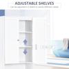 Tall Freestanding Bathroom Cabinet Retro Shutters w/ 3 Compartments Shelves Elevated Base Narrow Organiser White 60L x 30W x 182.5H cm