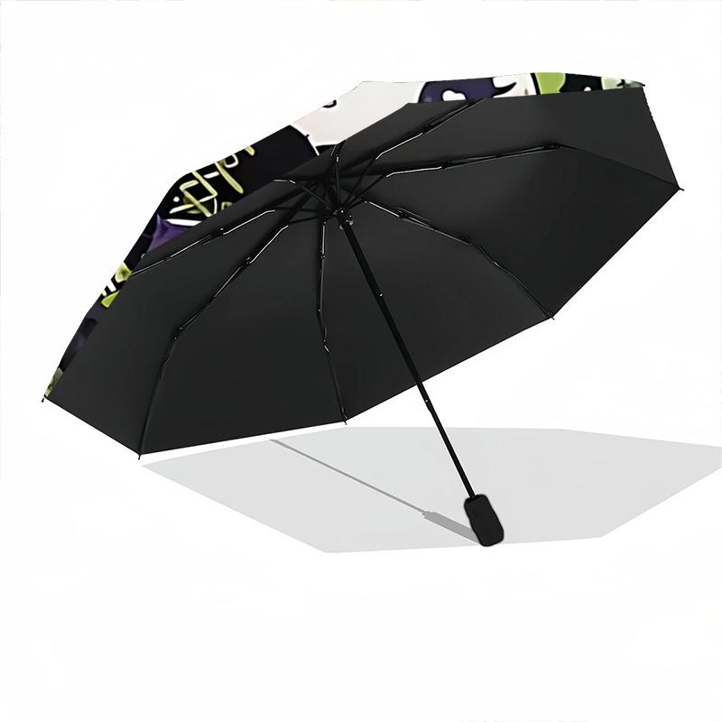 1pc Charming Green Skull Design Automatic Opening/Closing Umbrella with Bowknot Decoration - Perfect for Fans, Travelers, Daily Use, and Festive Gifts