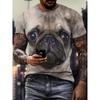 Men's 3D Digital Printed Animal Dog Pattern Print Crew Neck And Short Sleeve T-shirt, Casual And Chic Tops Suitable For Summer