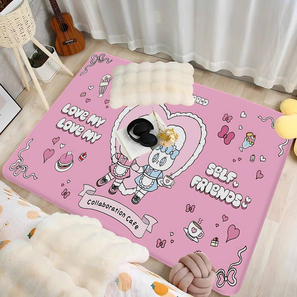 E-Esther B-Bunny Cartoon Floor Mat INS Style Soft Bedroom Floor House Laundry Room Mat Anti-skid Household Carpets