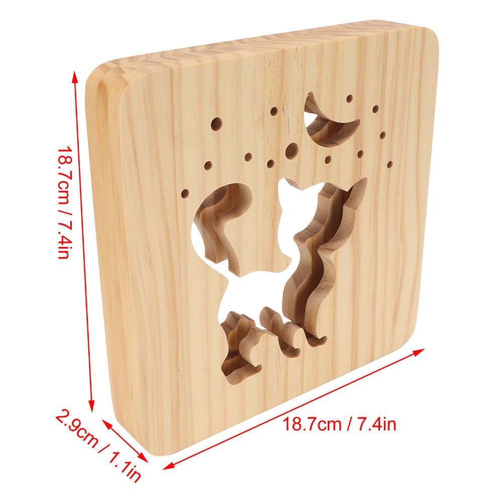 LED Light 3D Wood Light Warm White Lamp Wooden Night Lights Cat 3D Wood Light  Living Room Decor
