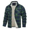 Men's Thicken Warm Spring Work Coat Outerwear Men's Plaid Shirt Jacket Button Up Casual Cotton Jacket Plus Size