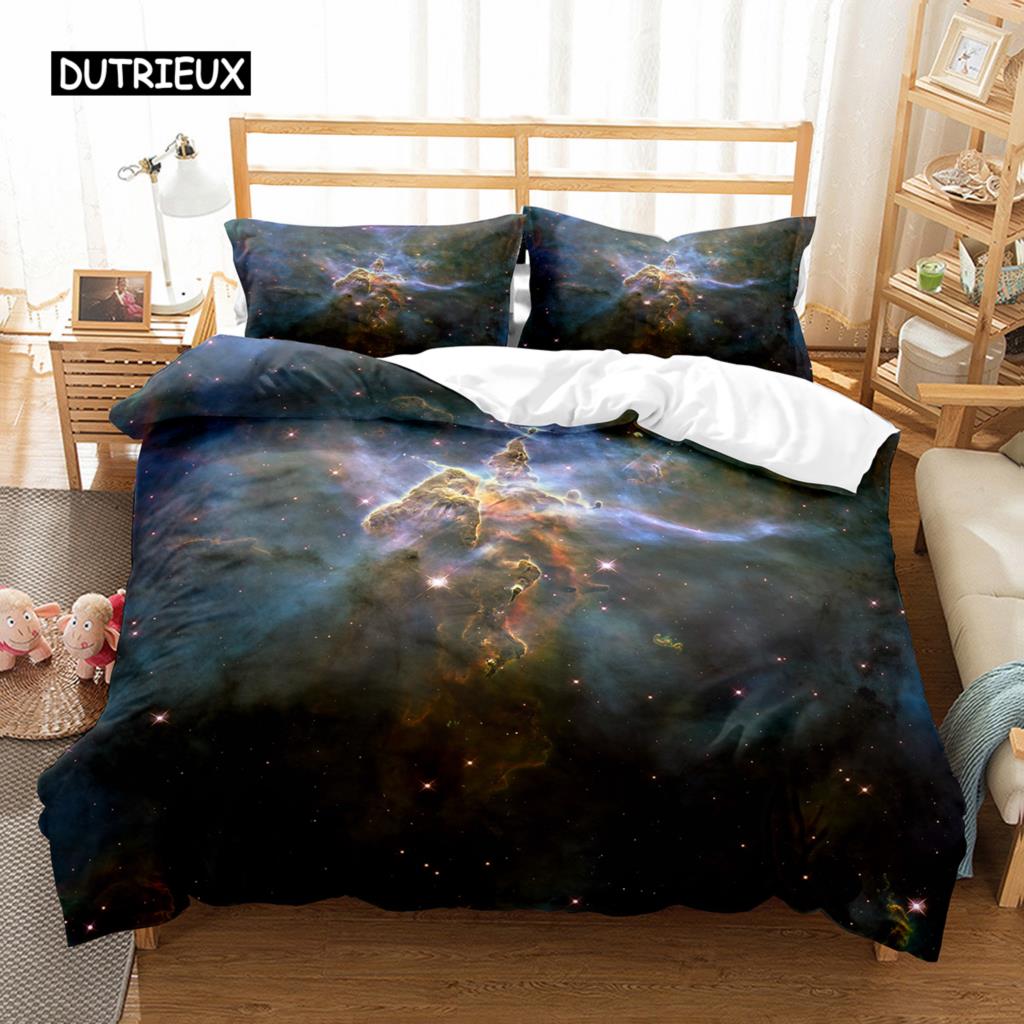 Пододеяльник Hubble King Size Queen Размер Звездное Небо Комплект Постельного Белья Яркий Космический Пейзаж Наволочка Долговечный Полиэстер