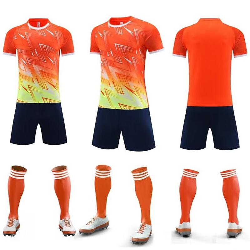 Men & Kids Breathable Short Sleeve Football Jersey Set For Team Match Training