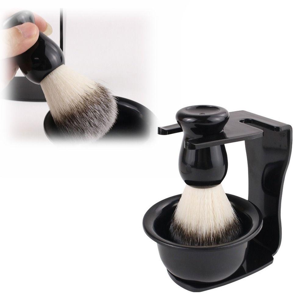 3PCS Nylon Bristle Beard Shaving Tool Black Beard Grooming Kit Barbershop Shaving