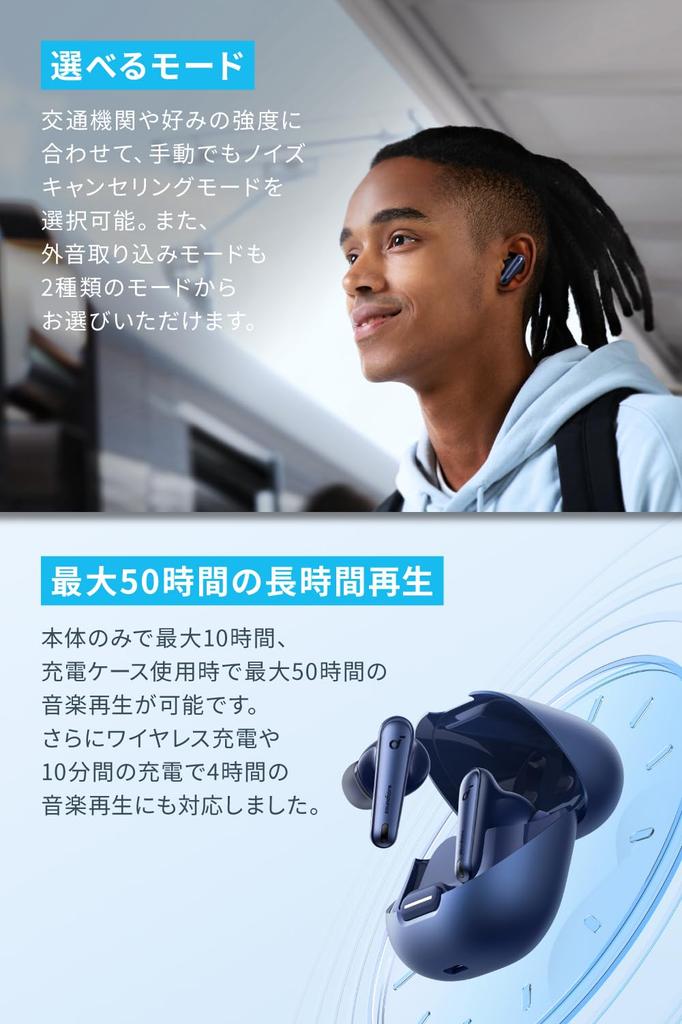 Anker Soundcore Liberty 4 NC (Blueooth 5.3) [Полностью наушники/Ультра шумоподавление 3.0/Захват внешнего звука] Темно-синий