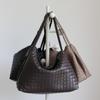 Large Vintage-Style Woven Tote Bag Women Soft Genuine Leather Shoulder Handbag Daily Commute Work