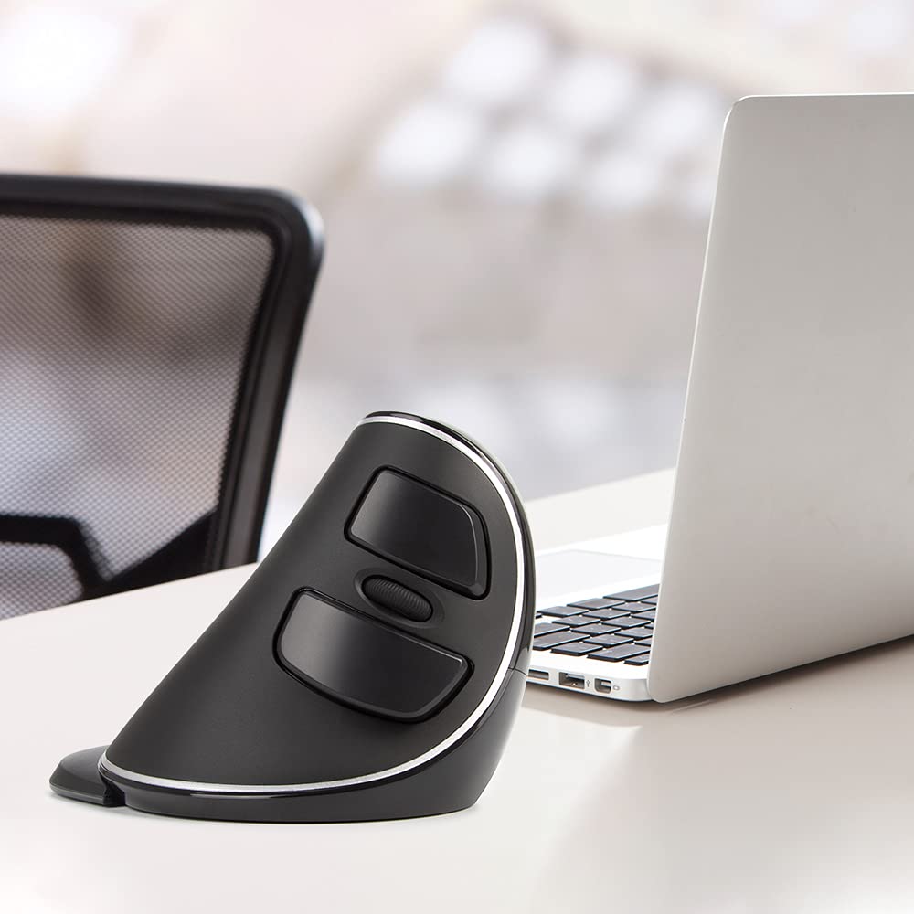 DELUX Wireless Ergonomic Mouse Quiet Vertical Removable Wrist 6 Carpal Hand for Plus 2.4G Mouse, Rest, 800/1000/1600DPI, Buttons, Tunnel, Wrist,