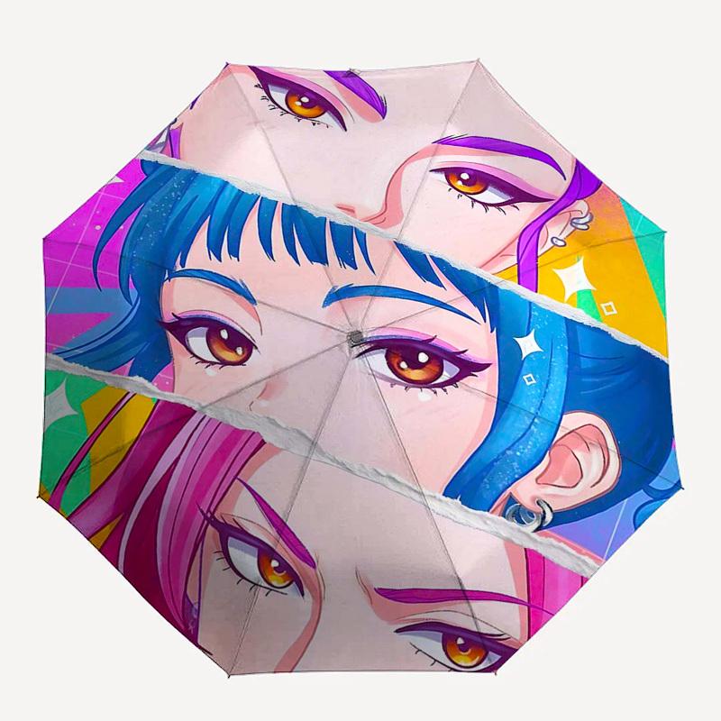 1pc Colorful Anime Character Outdoor Umbrella - Automatic Opening/Closing, Portable 3-Fold Design, 8-Rib Iron Frame, Perfect Gift for Fans, Trave